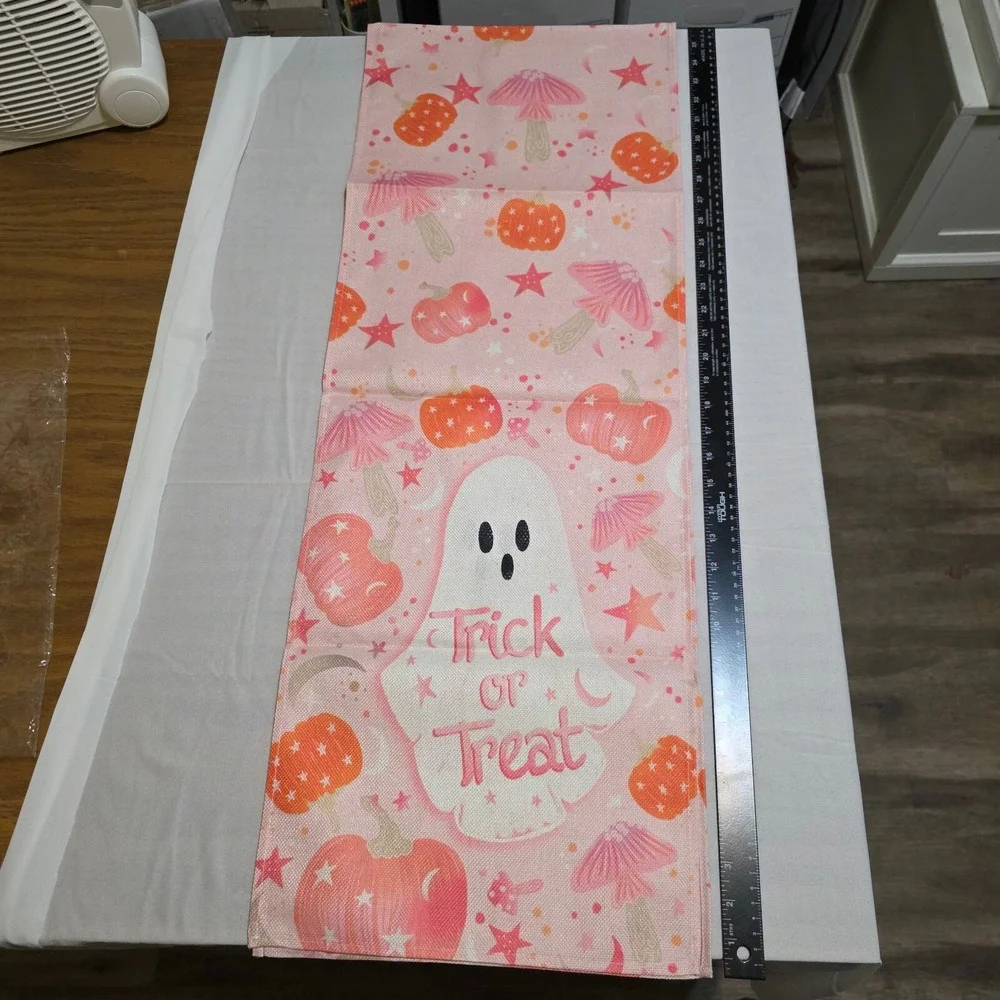 Pink‎ Halloween Table Runner 13 Inches Wide by 6 Feet Long